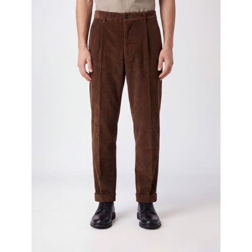 Ami Paris Men Ami Paris Slim Fit Corduroy Chino Trousers With Front Pleats